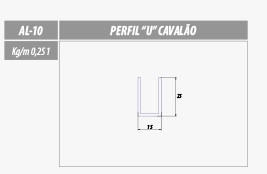 AL-10 Perfil "U" Cavalão 10mm