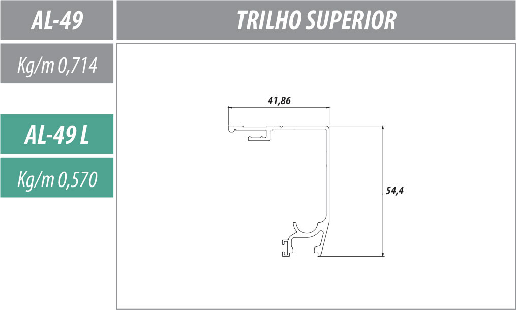 AL-49 Trilho Superior LEVE 8mm 1 AL-49 Trilho Superior LEVE 8mm